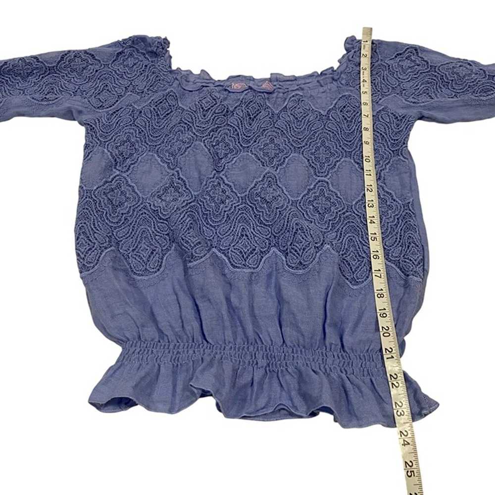 Temptation Positano Iris Blue Lace Linen Peasant … - image 10