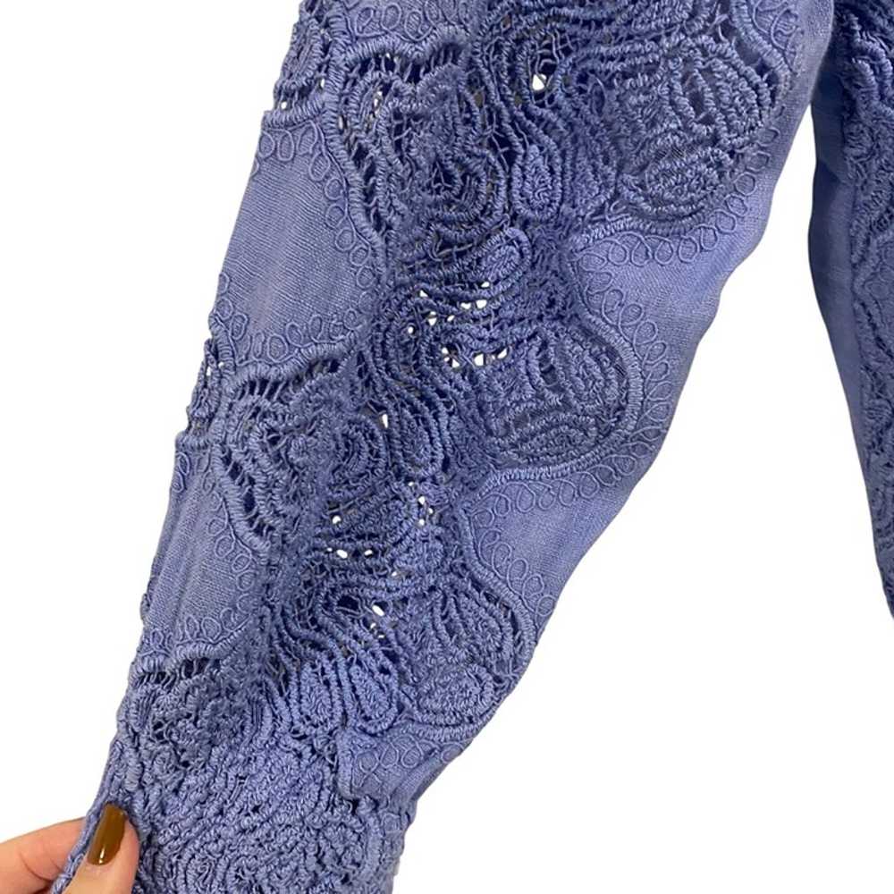 Temptation Positano Iris Blue Lace Linen Peasant … - image 2