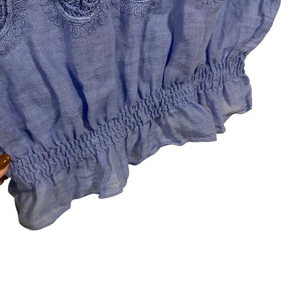 Temptation Positano Iris Blue Lace Linen Peasant … - image 3