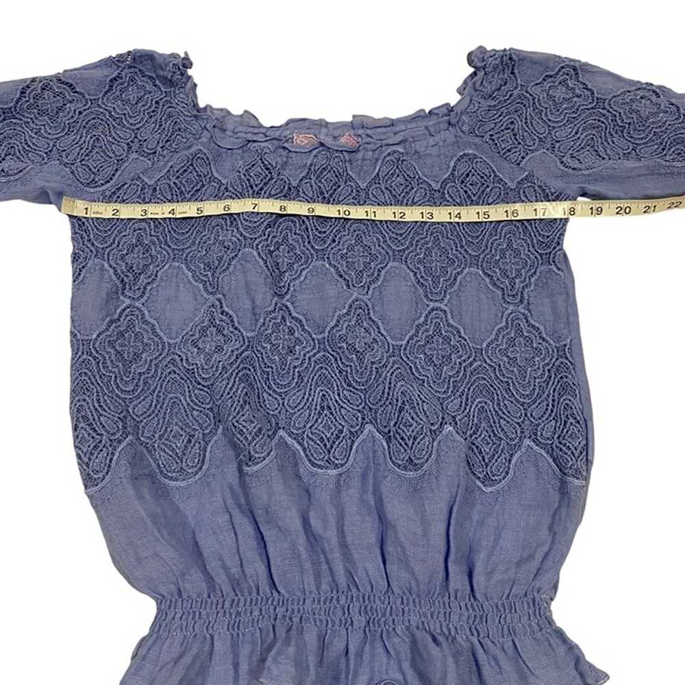 Temptation Positano Iris Blue Lace Linen Peasant … - image 9