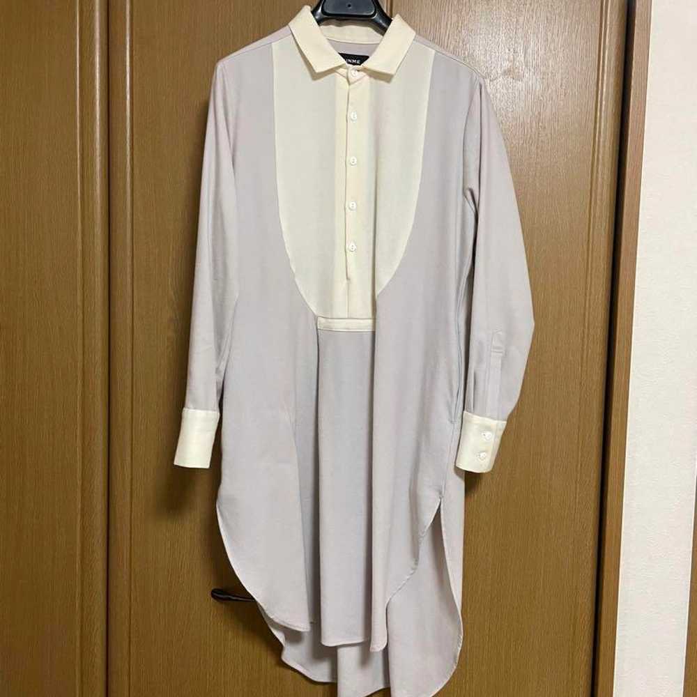 SINME Shimme Flannel Long Blouse Grayish Beige x … - image 5