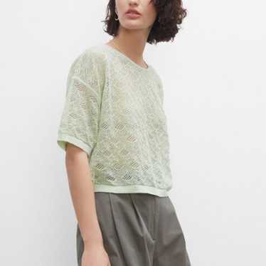 Club Monaco Lace Stitch Tee Light Green S