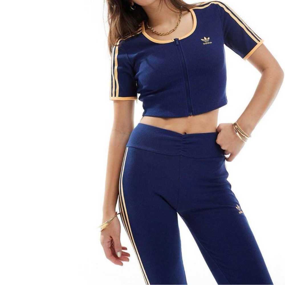 adidas Originals Rib Zip-Up Cropped Top in size M. - image 1