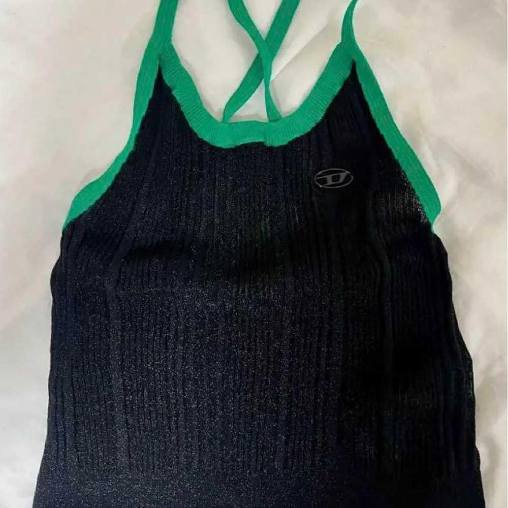 DIESEL Ribbed Knit Camisole Black and Green - image 2