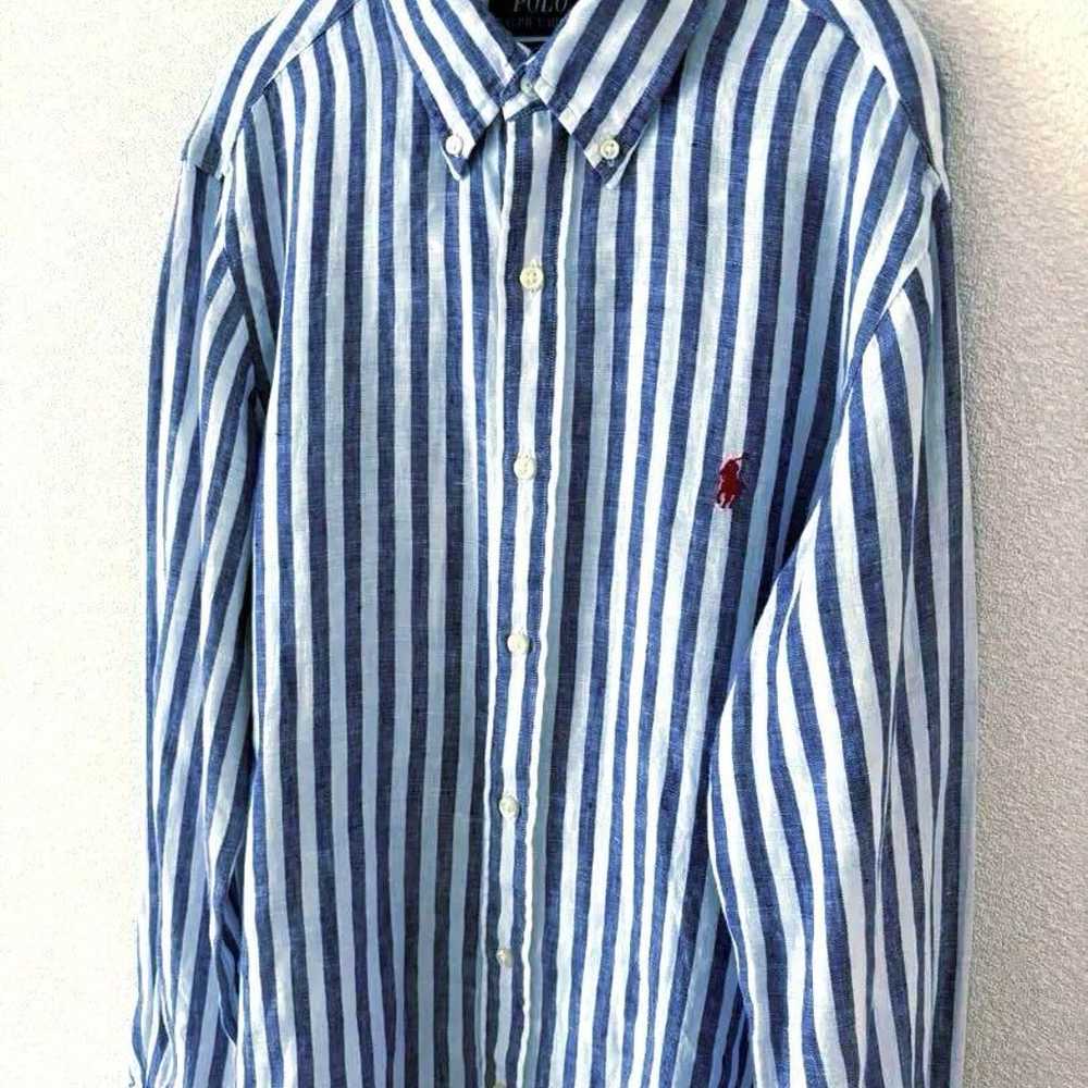 Ralph Lauren Linen Linen Shirt Stripe Blue S - image 4