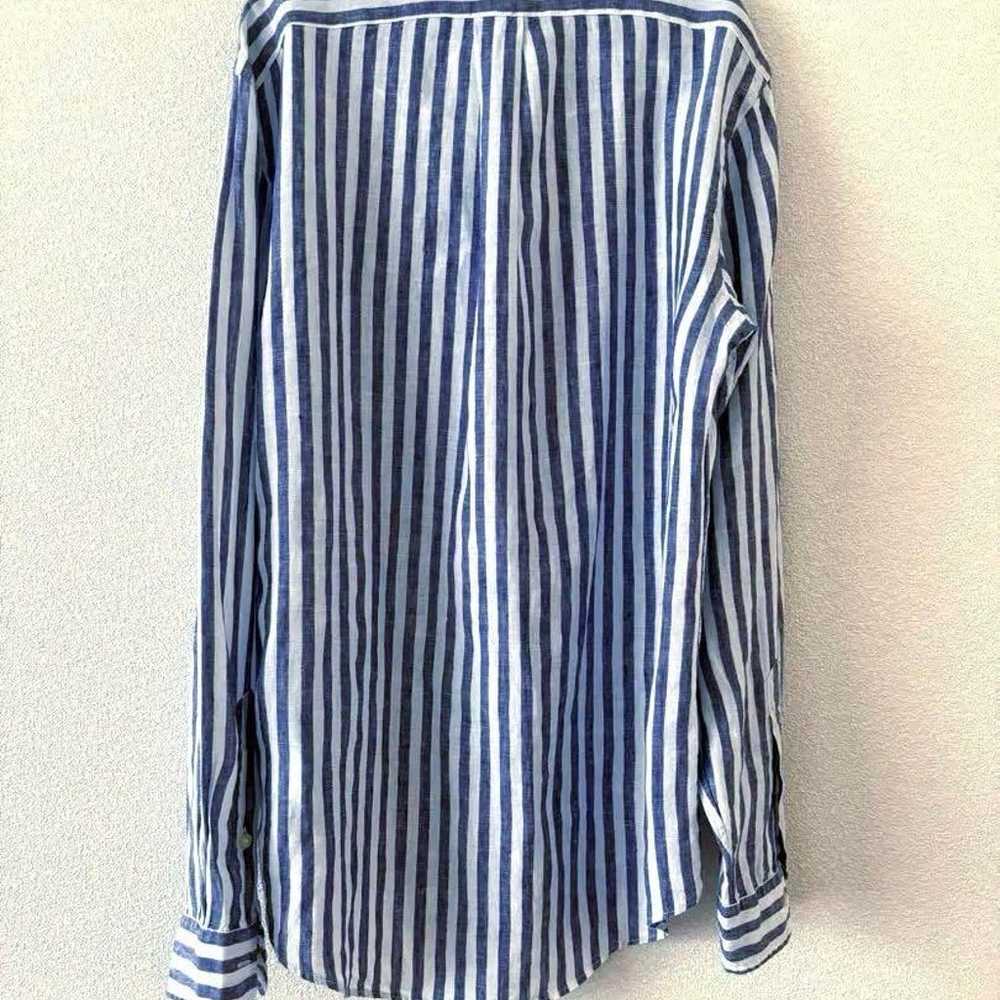 Ralph Lauren Linen Linen Shirt Stripe Blue S - image 8