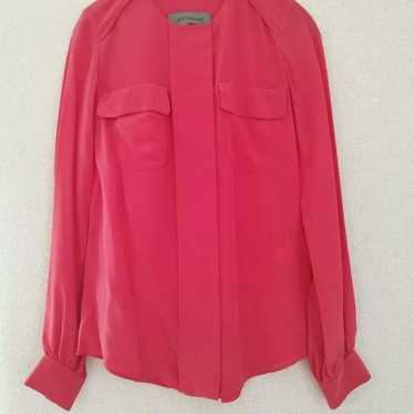 Secret Closet Blouse 100% Silk Red - image 1