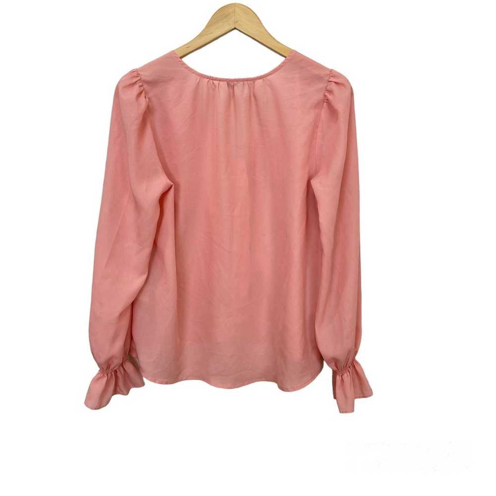 Joie Bolona Silk Blouse Pink Bell Cull Button Dow… - image 2