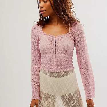 Free People FP One Madison Top Smocked Lace Sheer… - image 1