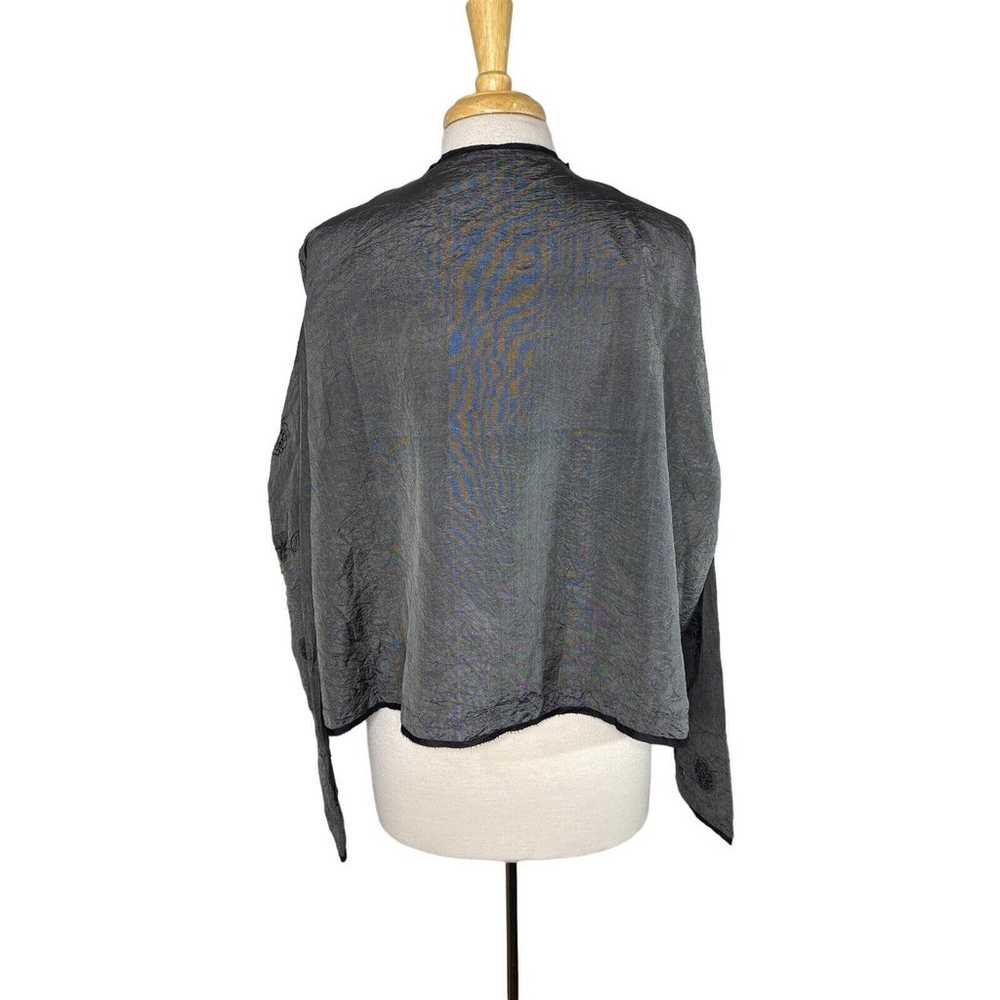 ABRAHAM & THAKORE 100% Silk Gray Embroidered Long… - image 3