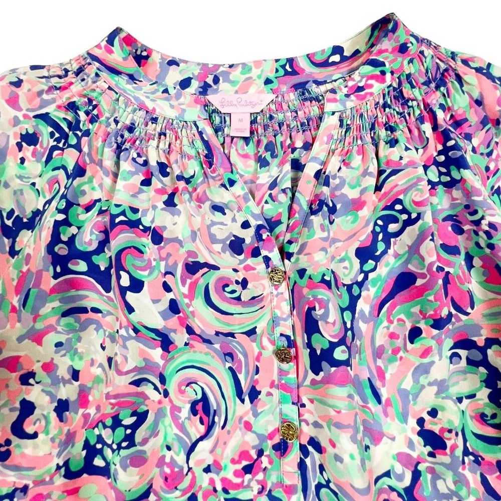 Lilly Pulitzer Elsa Multi La Playa Print Silk Blo… - image 3