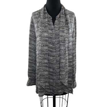 TORY BURCH Tie-Neck Gray Marble Print Silk Blouse… - image 1