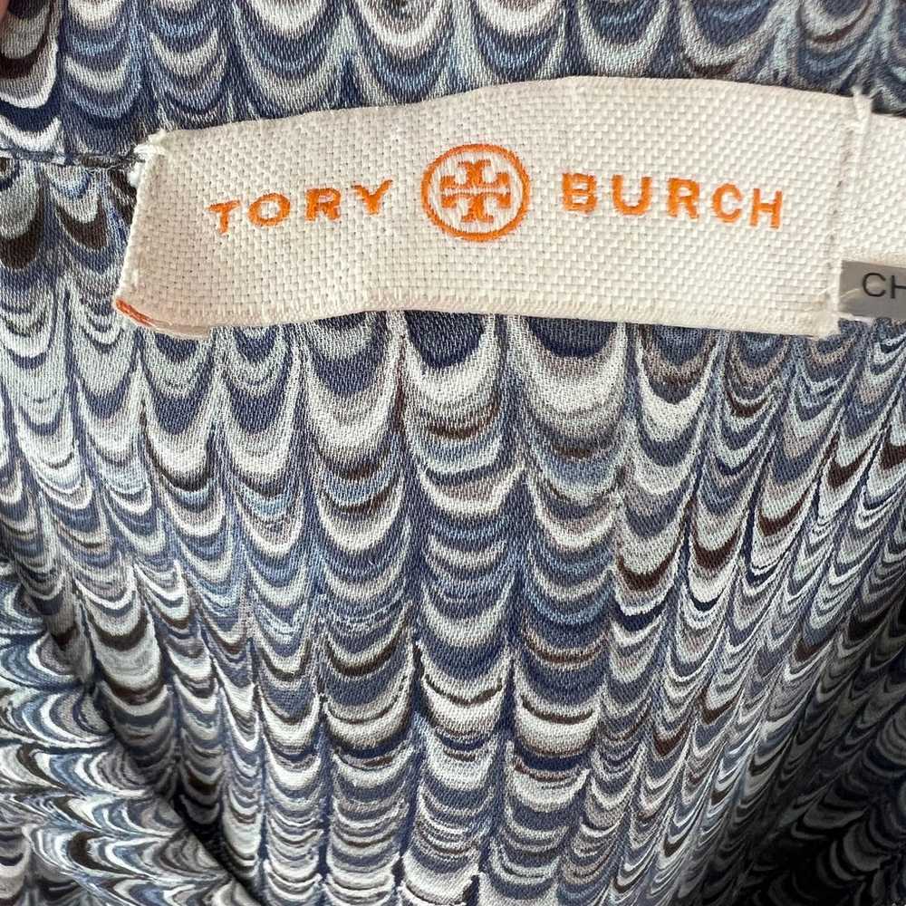 TORY BURCH Tie-Neck Gray Marble Print Silk Blouse… - image 8