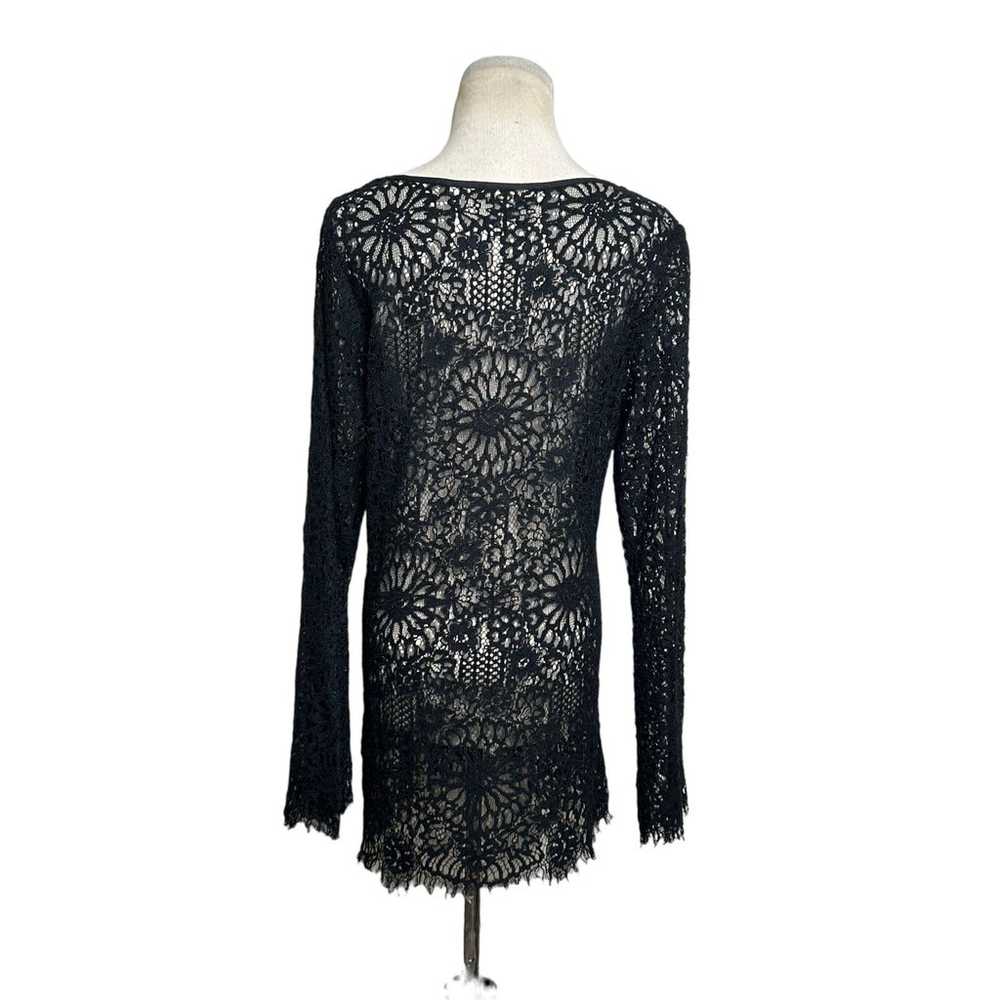 Gold Hawk black sheer long sleeves lace top size … - image 11