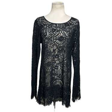 Gold Hawk black sheer long sleeves lace top size … - image 1