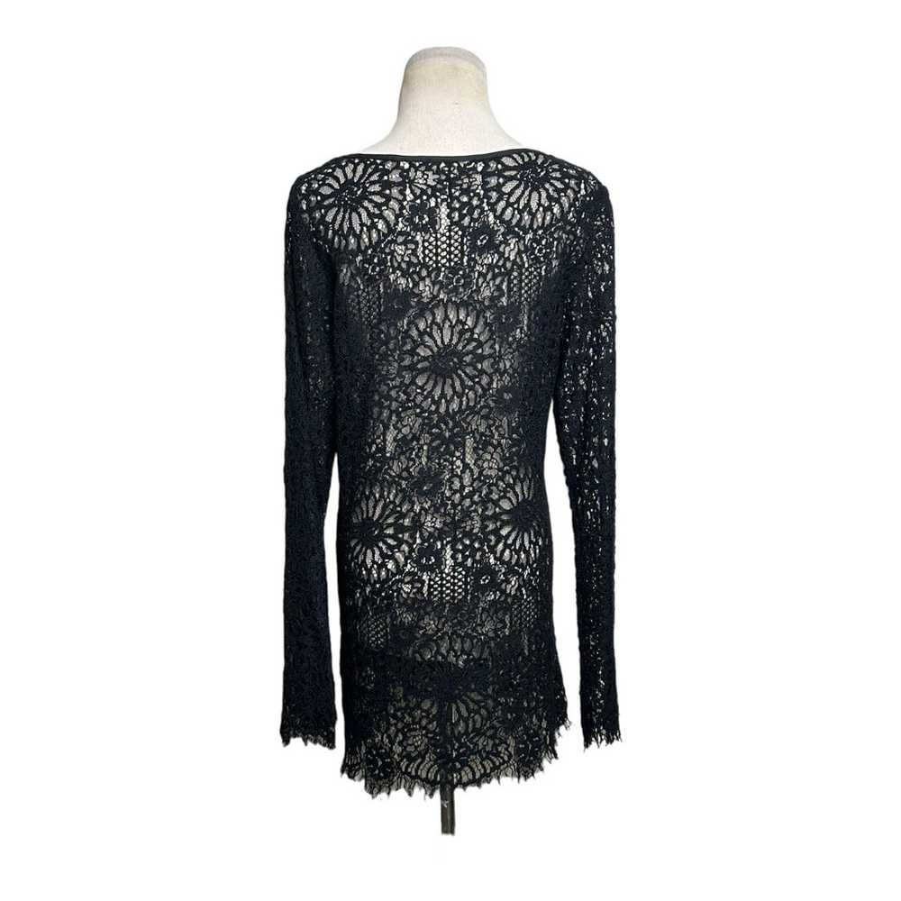 Gold Hawk black sheer long sleeves lace top size … - image 2