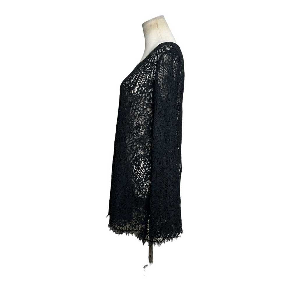 Gold Hawk black sheer long sleeves lace top size … - image 6