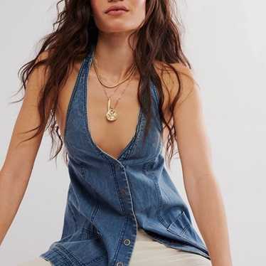 Free People Scout Denim Halter Top