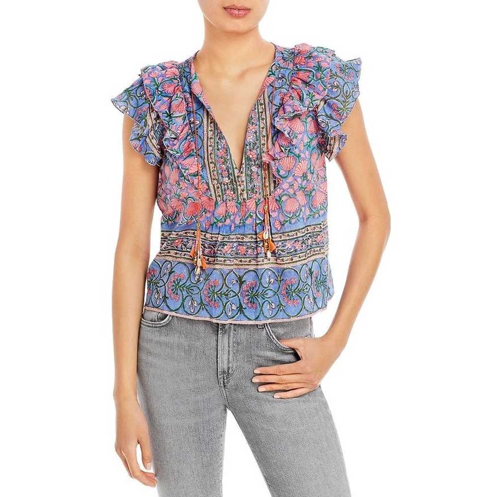 Bell Kiara Printed Flutter Sleeve Top Blue - image 1