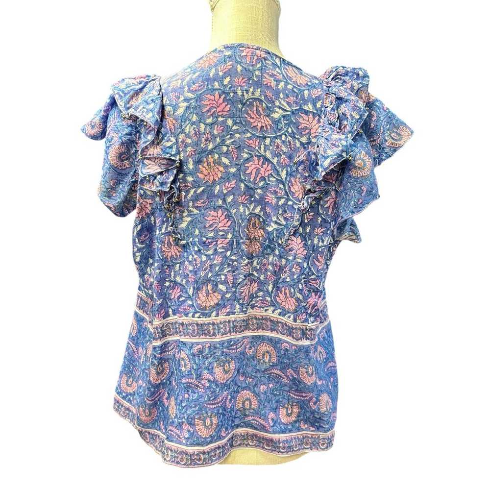 Bell Kiara Printed Flutter Sleeve Top Blue - image 3