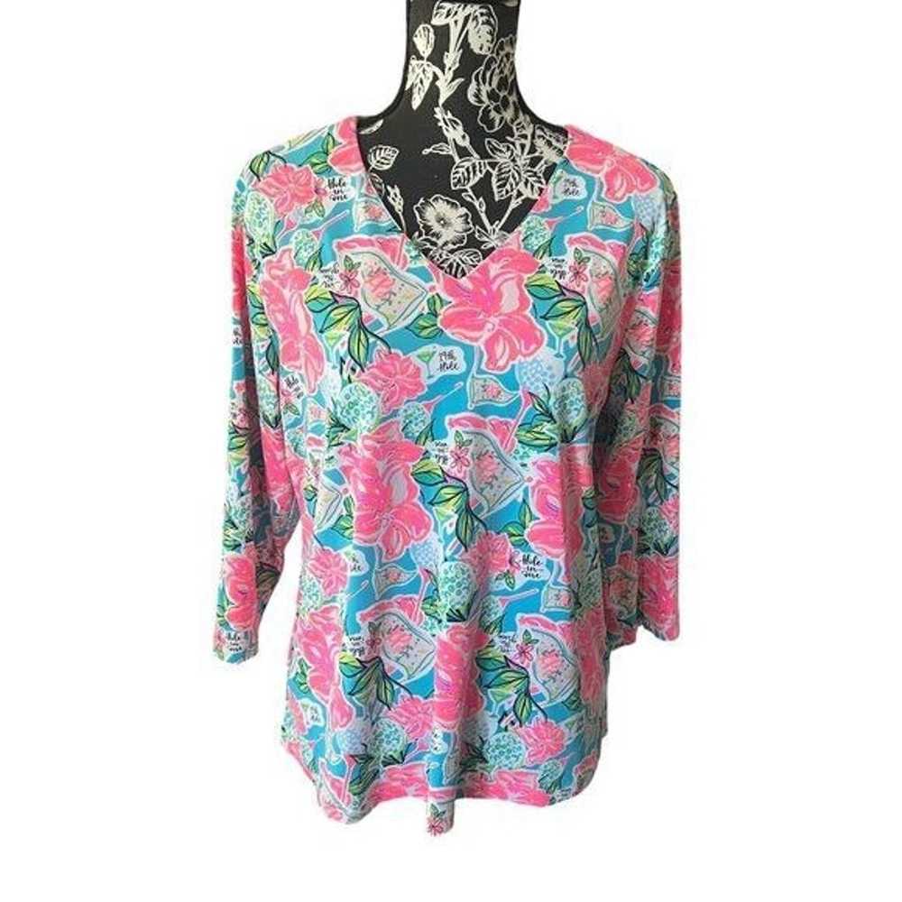 Lulu-B Womens Floral Top Shirt Blouse Colorful Go… - image 1