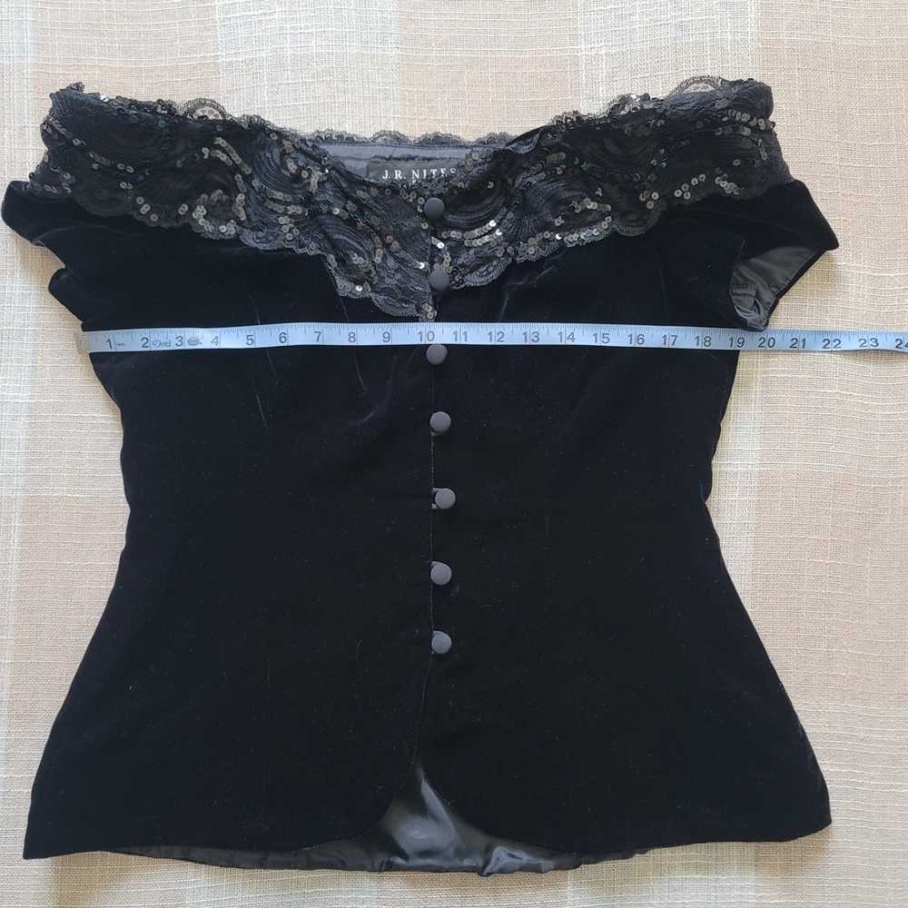 80s Black Velvet Top - image 5