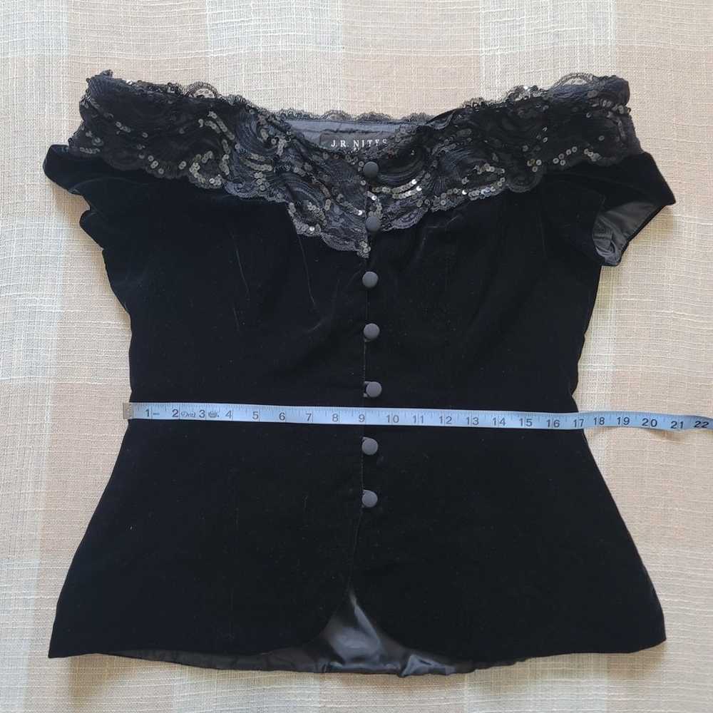 80s Black Velvet Top - image 6