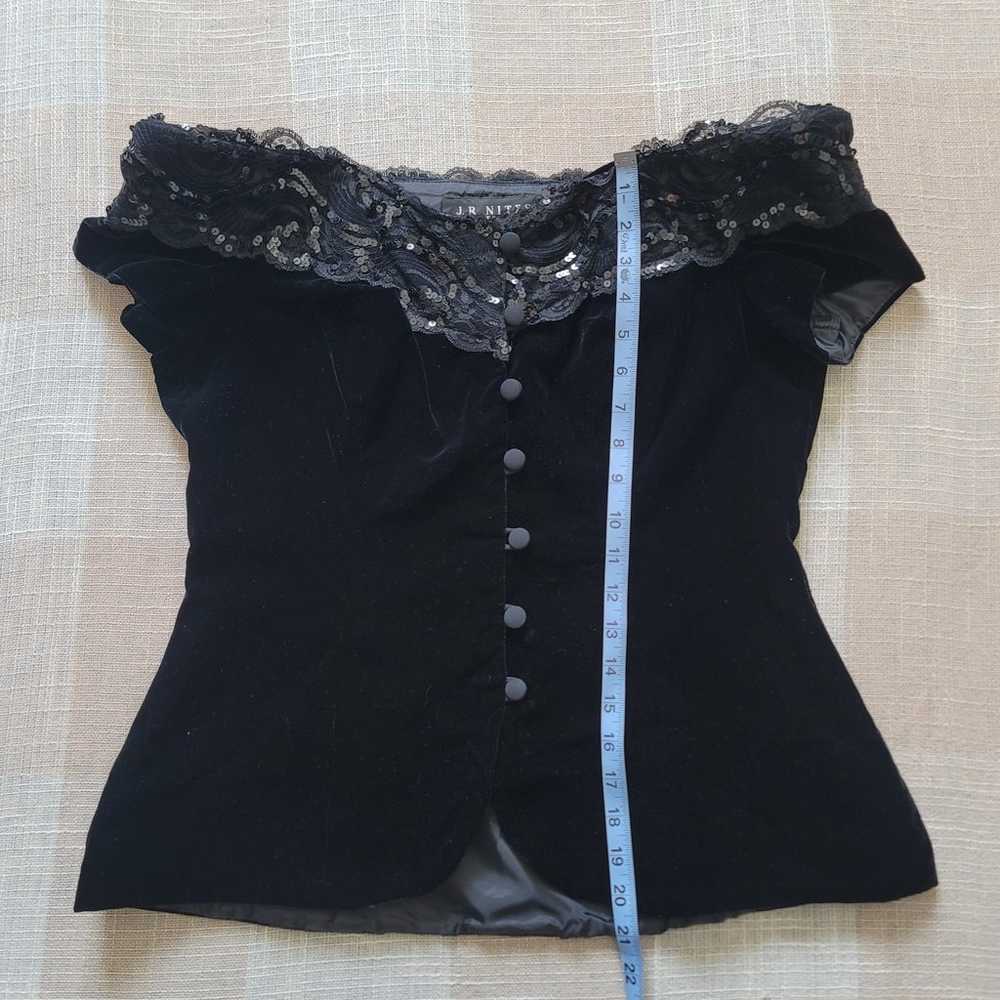 80s Black Velvet Top - image 7