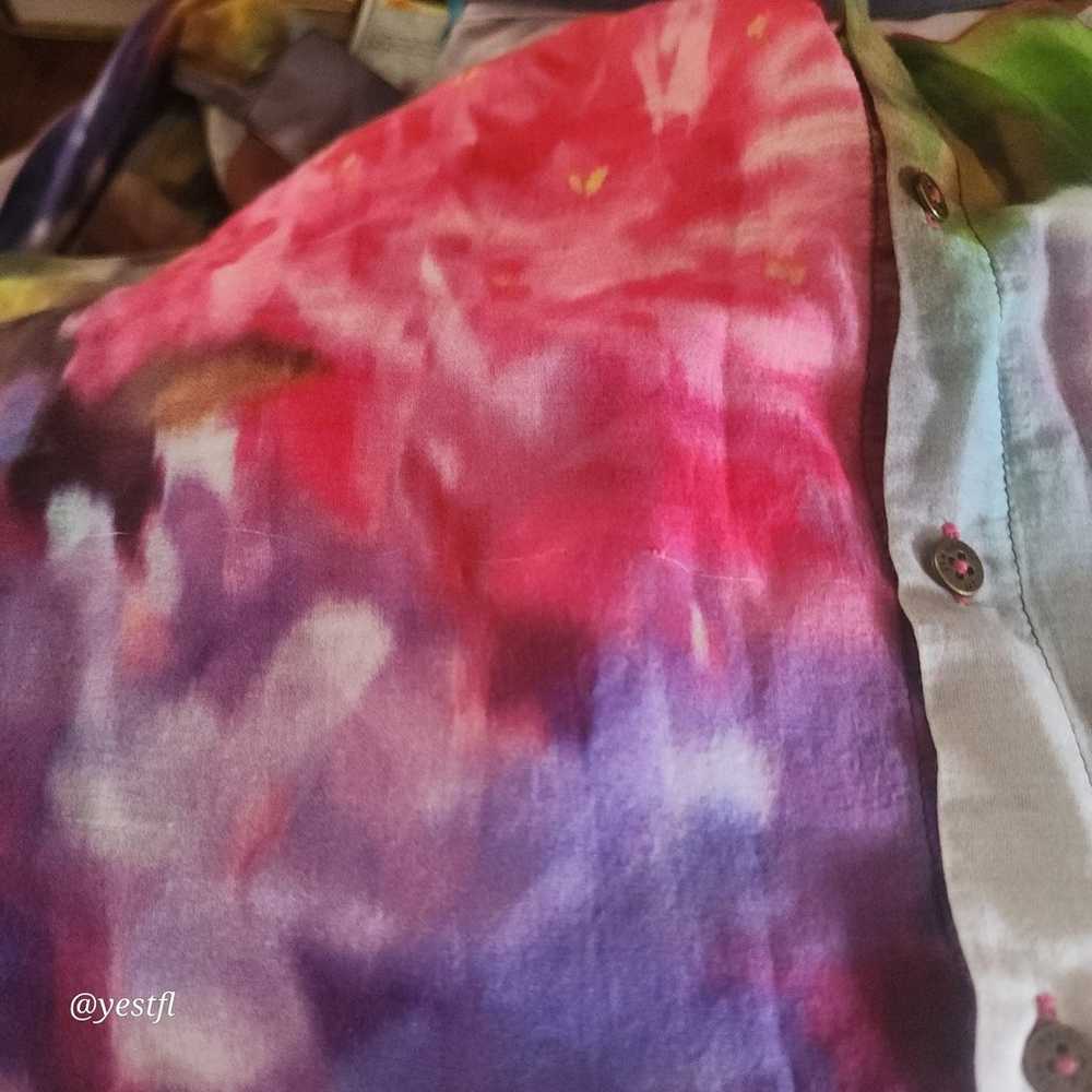 Johnny Was 3J Workshop tie dye cotton silk button… - image 6