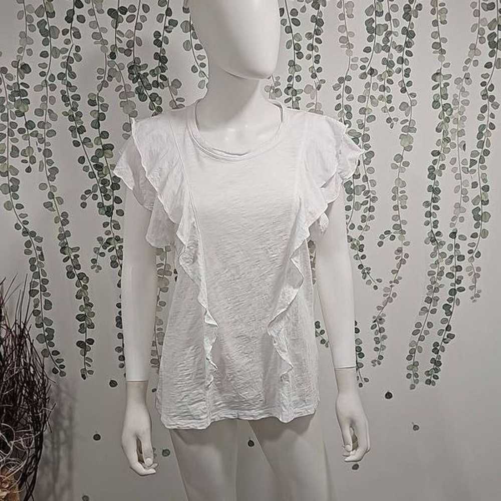 Veronica Beard BEA RUFFLE T-SHIRT Sz L - image 3