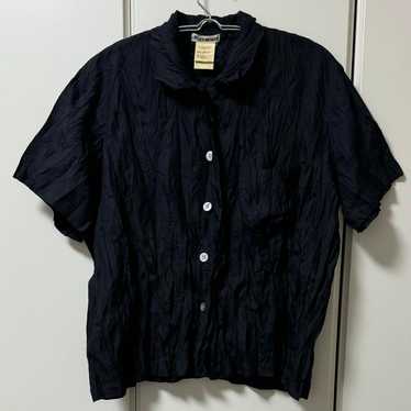 ISSEY MIYAKE short-sleeved blouse shirt with wrink