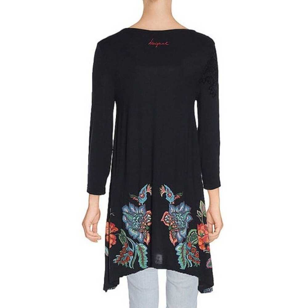 Desigual Ramona Tunic Top Black Floral Beaded Flo… - image 2