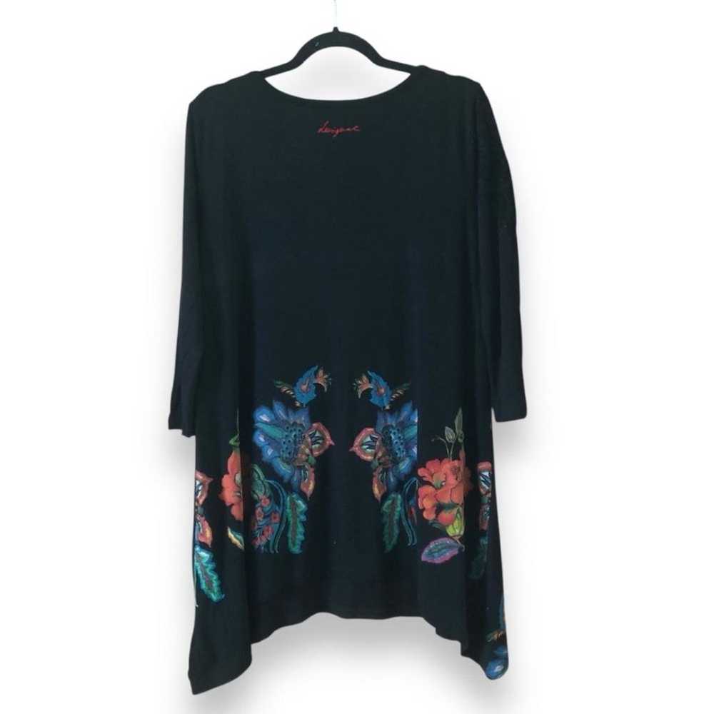 Desigual Ramona Tunic Top Black Floral Beaded Flo… - image 5