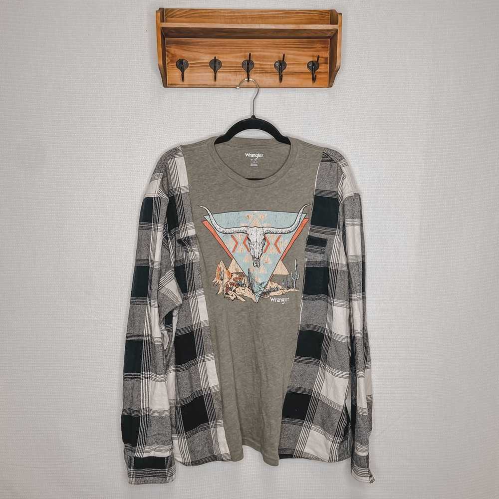 Reworked Flannel Tee Wrangler Western - image 1