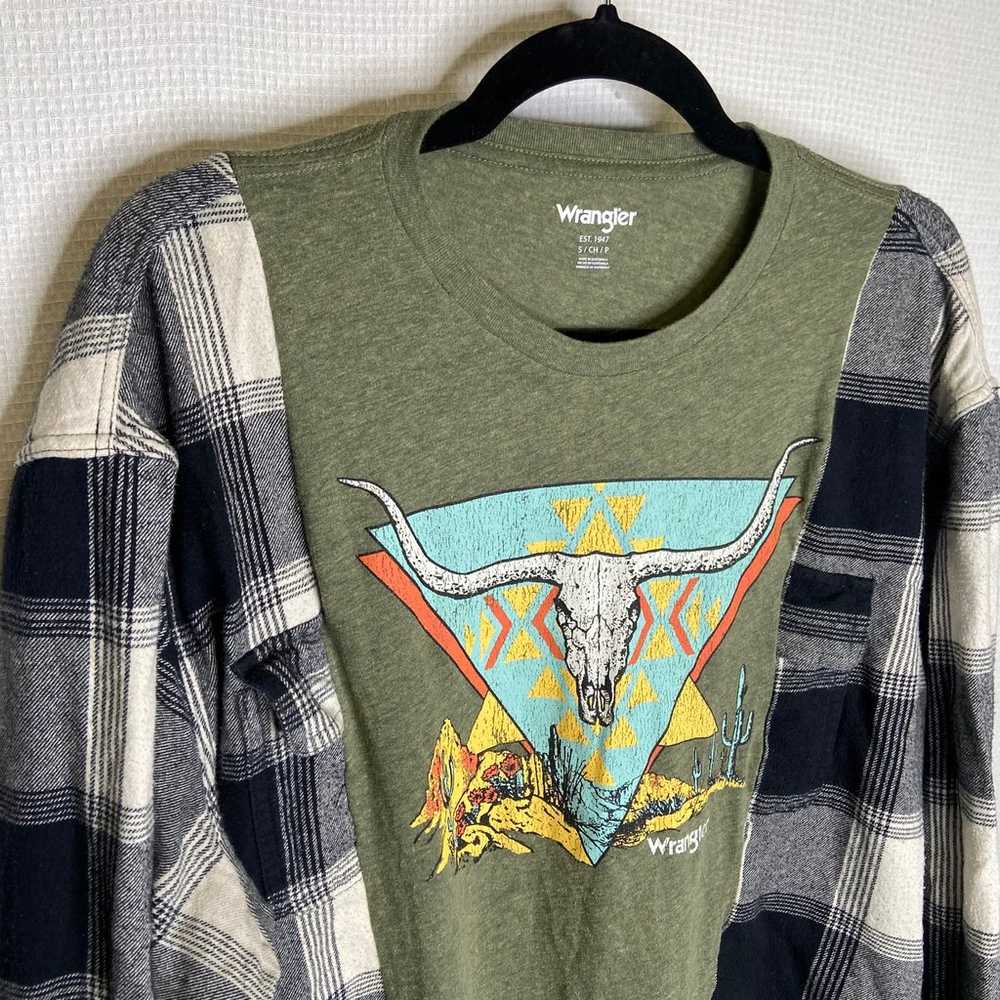 Reworked Flannel Tee Wrangler Western - image 2