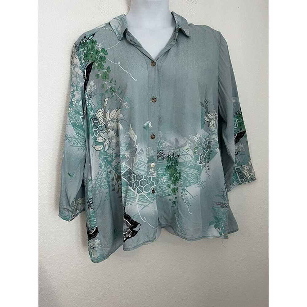 CITRON Santa Monica Blouse Womens 1X Silk 3/4 Sle… - image 1