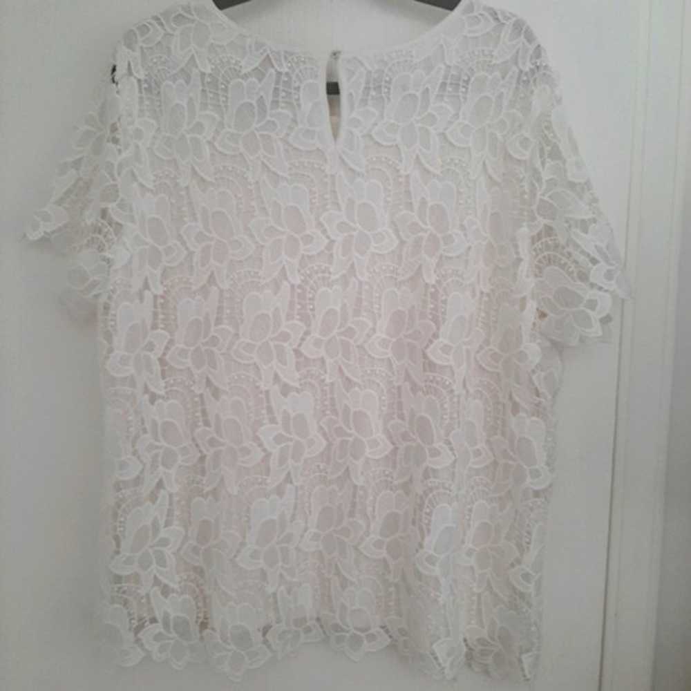 Lace Overlay Off White Lined Blouse XXL - image 2