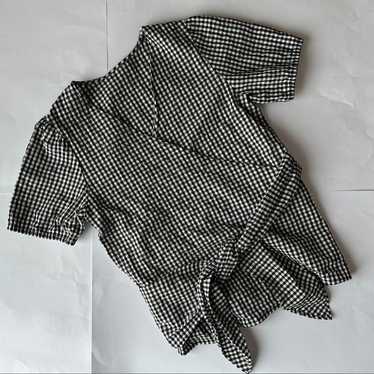 Ron Herman RHC 24SS Gingham Check Wrap Blouse Ope… - image 1