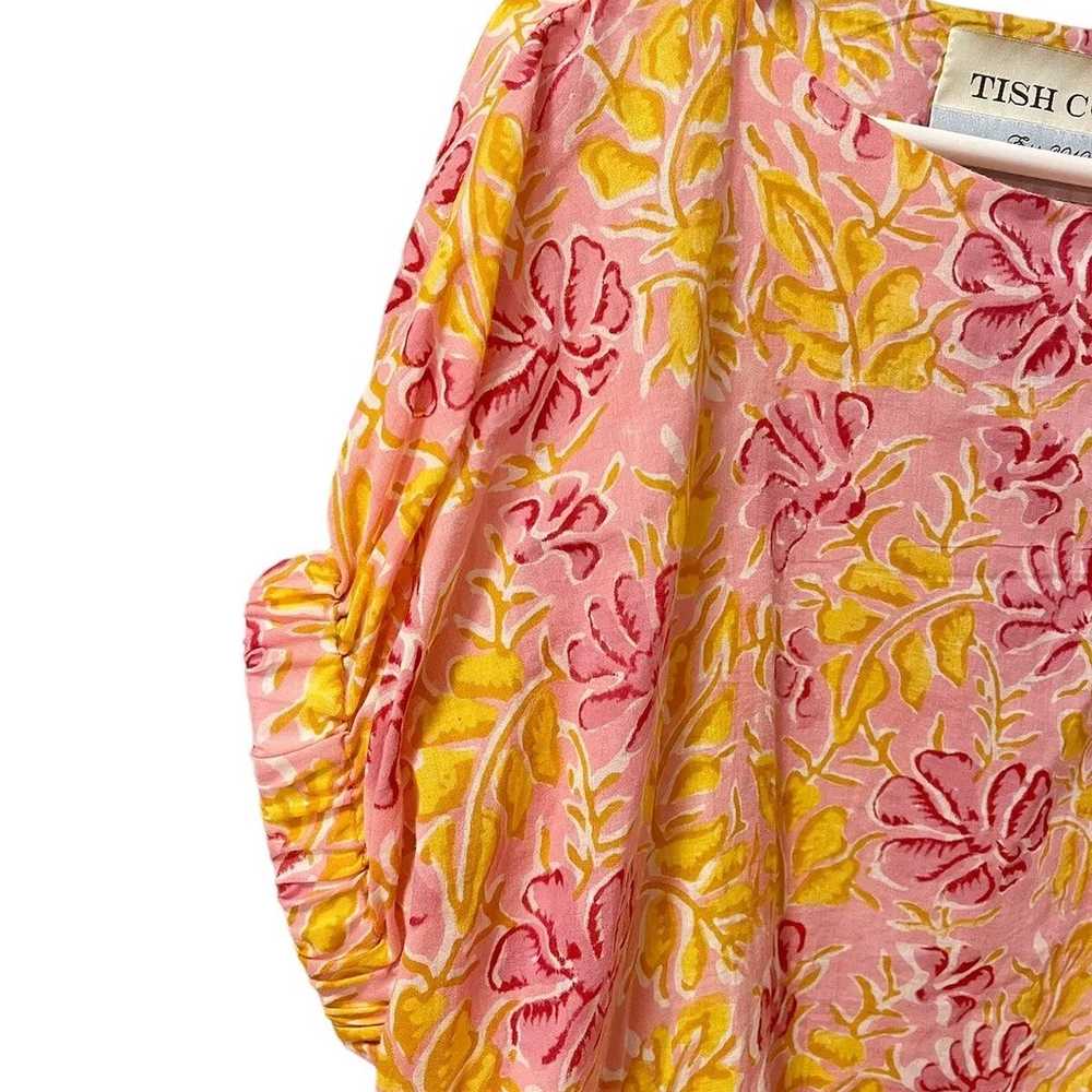 Tish Cox Kloe Pink Gold Floral Print Cotton Top E… - image 3