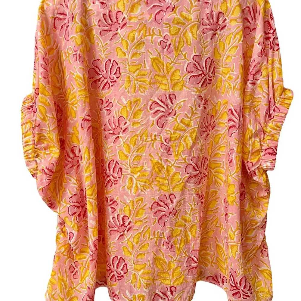 Tish Cox Kloe Pink Gold Floral Print Cotton Top E… - image 5