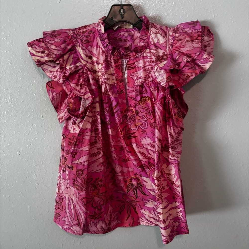 Ulla Johnson pre fall 2022 ruffle pink top - image 1