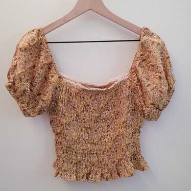 Folklore Yellow Ruffle Floral Top