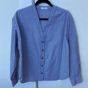 Sandro Paris Blue Striped Tie Neck popular Blouse Poplin Pop Size 2 / Medium