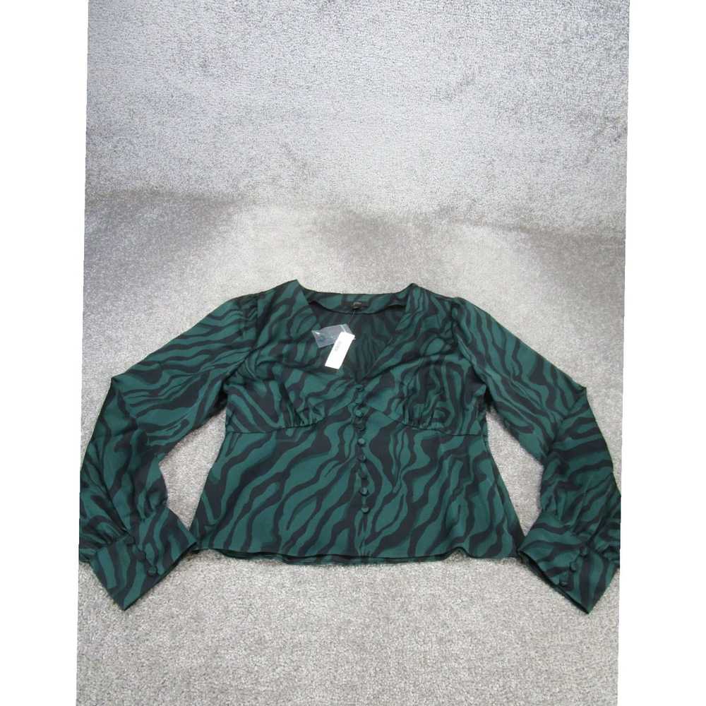 J.Crew Dark Green Animal Pattern Ladies Blouse Si… - image 1