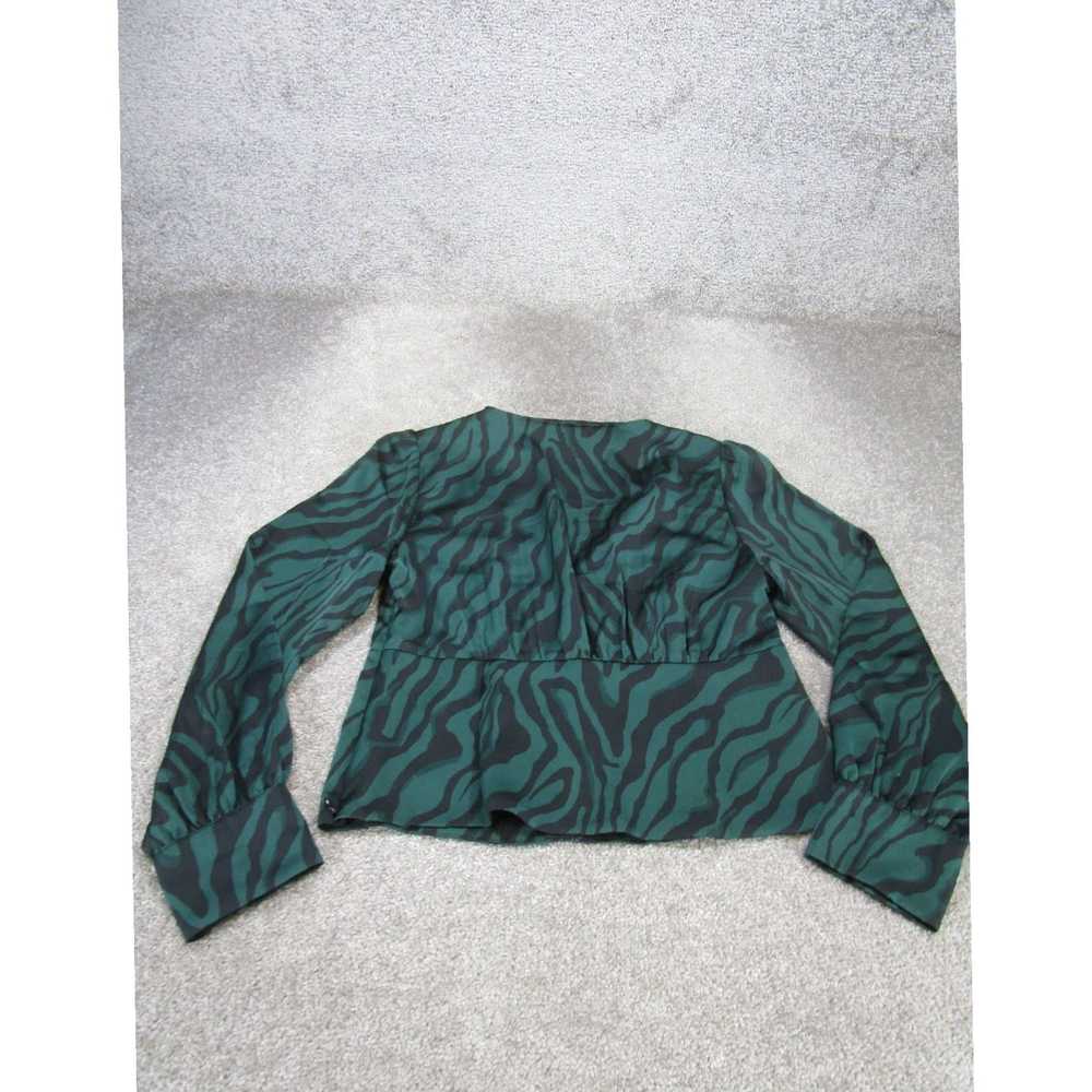 J.Crew Dark Green Animal Pattern Ladies Blouse Si… - image 3