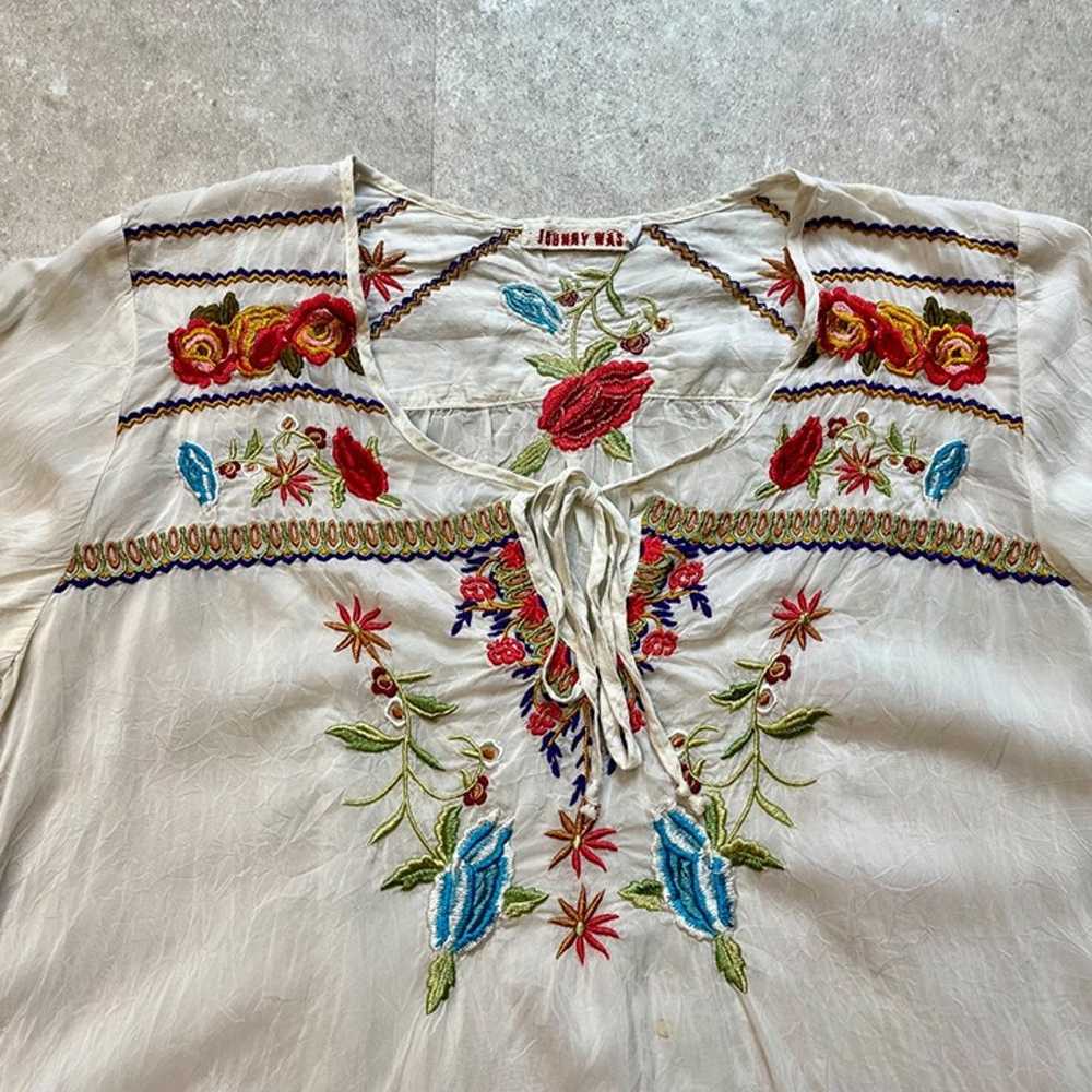 Johnny Was Floral Embroidered Tunic Size Small - image 5