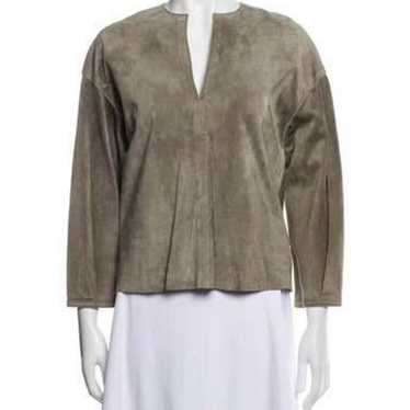 Tory Burch Cattle Leather Suede Blouse Top Lined G