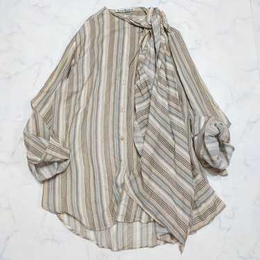 RARE ✨ Acne Studios Stripe Bow Tie Blouse Beige