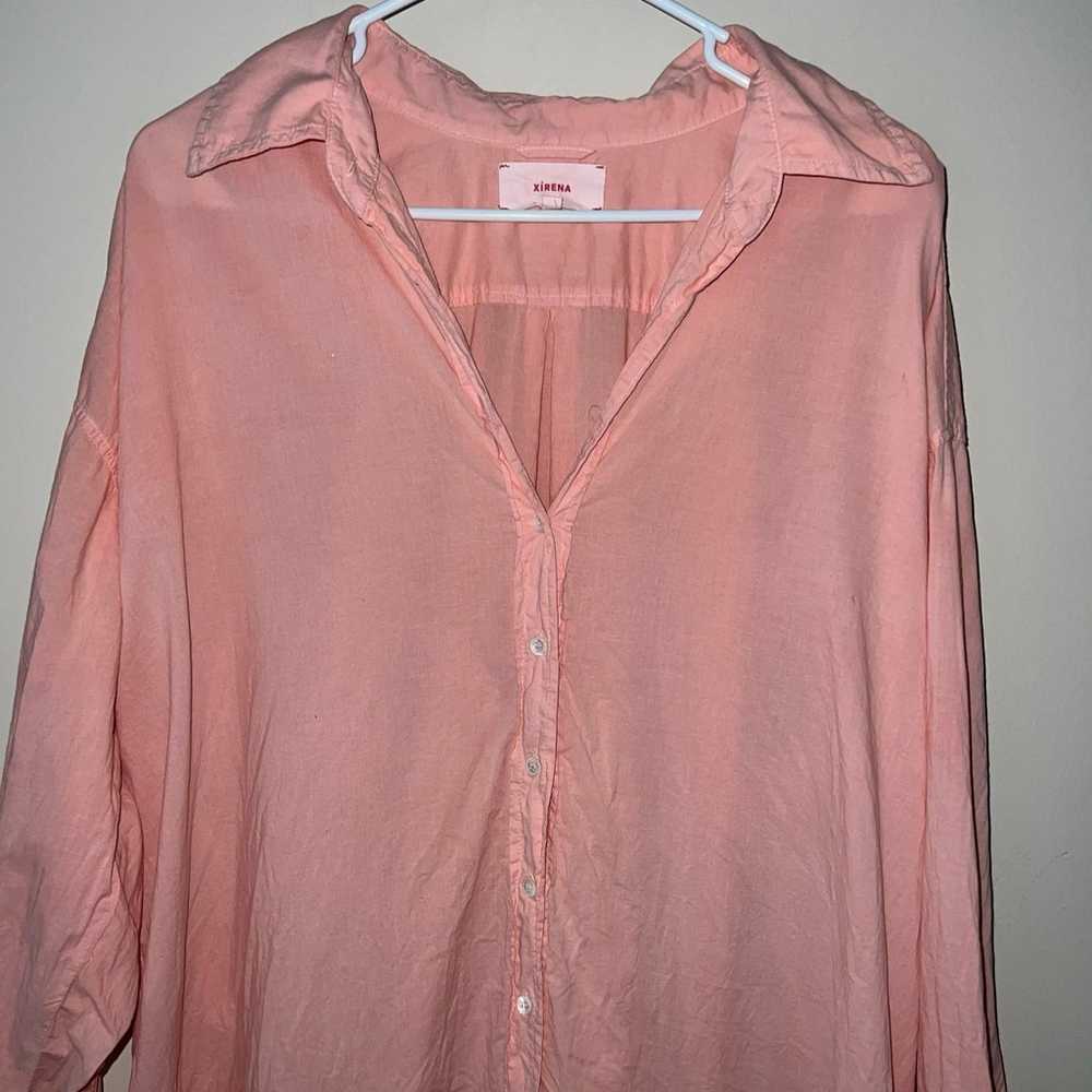 Xirena Women's Medium Pink Beau Shirt Cotton Long… - image 3