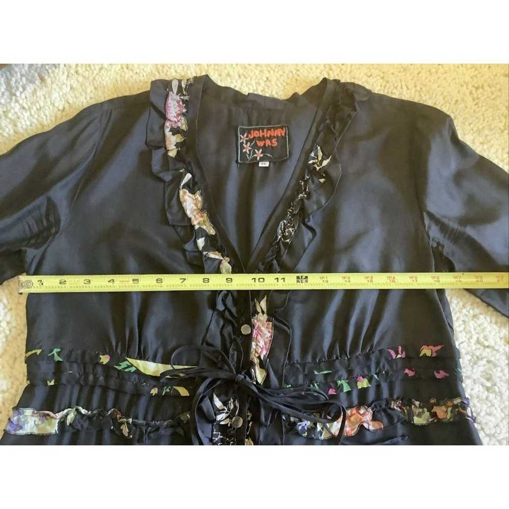 Johnny Was  Black Silk Shirt Size Medium - image 2